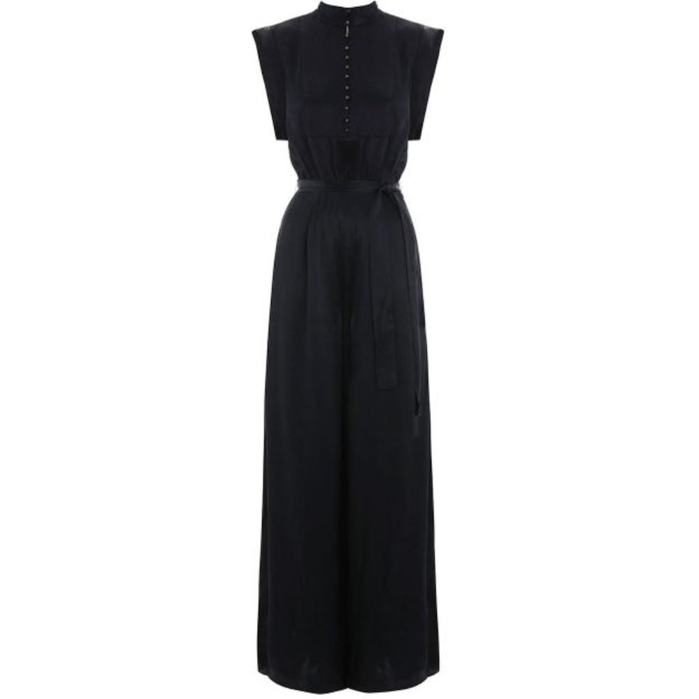 Zimmerman Satin High Neck Button Rife Jumpsuit NWT